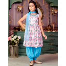 Sangria Girls Embroidered A-Line Kurta With Patiala And Dupatta-picture-20