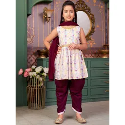 Sangria Girls Embroidered A-Line Kurti With Patiala And Dupatta-picture-29