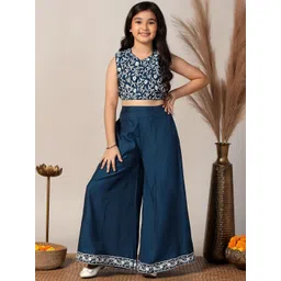 Sangria Girls Embroidered Crop Top With Palazzo-picture-46