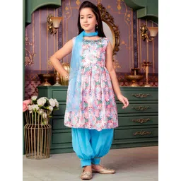 Sangria Girls Embroidered Kurta Patiala Set With Dupatta image 1