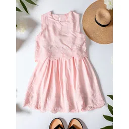 Sangria Girls Embroidered Pure Cotton Sleeveless Fit & Flare Dress-picture-15