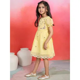 Sangria Girls Embroidered Round Neck Fit & Flare Knee Length Dress-picture-18