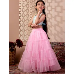 Sangria Girls Embroidered Sequinned Ready to Wear Lehenga & Blouse With Dupatta-picture-13