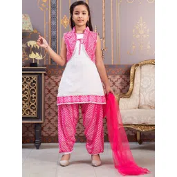 Sangria Girls Embroidered Sequinned Round Neck Georgette Kurti With Patiala & Dupatta-picture-31