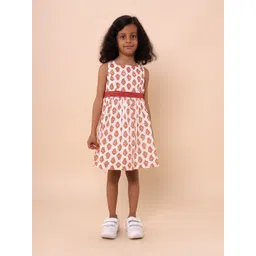 Sangria Girls Ethnic Motifs Print Pure Cotton Fit & Flare Dress-picture-53