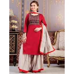 Sangria Girls Ethnic Motifs Printed Cotton Straight Kurta-picture-19