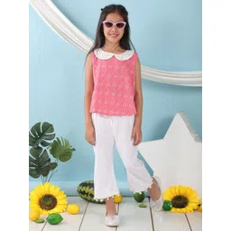 Sangria Girls Ethnic Motifs Printed Pure Cotton Top With Trousers-picture-22