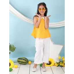 Sangria Girls Ethnic Motifs Printed Pure Cotton Top With Trousers-picture-23