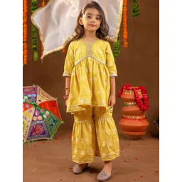 Sangria Girls Ethnic Motifs Printed Regular Kurta with Sharara & With Dupatta-picture-12