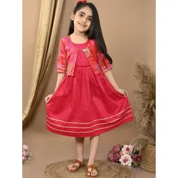 Sangria Girls Fit and Flare Ethnic Dress With Jacket-picture-44