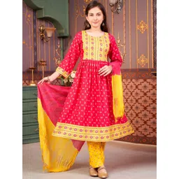 Sangria Girls Floral Printed Anarkali Kurta-picture-54