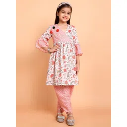 Sangria Girls Floral Printed Anarkali Kurta With Dhoti Pants-picture-22