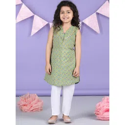 Sangria Girls Floral Printed Pure Cotton A-Line Kurta With Trouser-picture-32