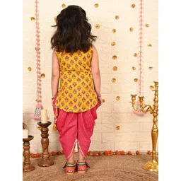 Sangria Girls Floral Printed Pure Cotton Round Neck Kurta With Dhoti Pant image 2