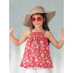 Sangria Girls Floral Printed Pure Cotton Sleeveless Top-picture-14