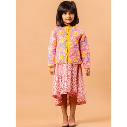 Sangria Girls Florl Printed Long Sleeve Lightweight Pure Cotton Quilted Jacket-picture-24