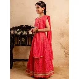 Sangria Girls Fuchsia Bandhini Printed Ready to Wear Lehenga & Blouse With Dupatta-picture-22