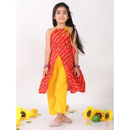 Sangria Girls Leheriya Printed Regular Pure Cotton Kurta with Palazzos Set-picture-45
