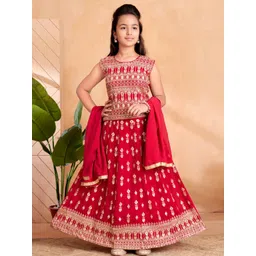 Sangria Girls Pink Poly Georgette Lehenga Choli-picture-53