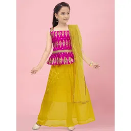 Sangria Girls Pink Silk Lehenga Choli-picture-10