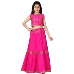 Sangria Girls Pink Silk Lehenga Choli-picture-19