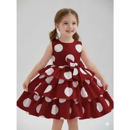 Sangria Girls Printed Cotton Round Neck Fit & Flare Dresses-picture-50