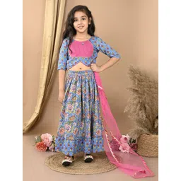 Sangria Girls Printed Lehenga With Choli & Dupatta-picture-41