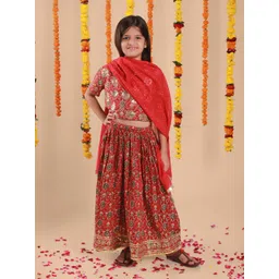 Sangria Girls Printed Lehenga With Choli & Dupatta-picture-28