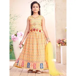 Sangria Girls Printed Mirror Work Ready to Wear Lehenga With Blouse And Dupatta-picture-17