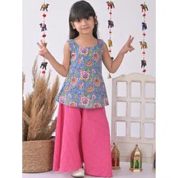 Sangria Girls Printed Pure Cotton Kurti With Palazzos-picture-48