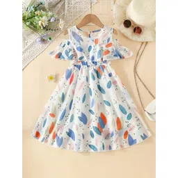 Sangria Girls Printed Round Neck Fit & Flare Dress-picture-43