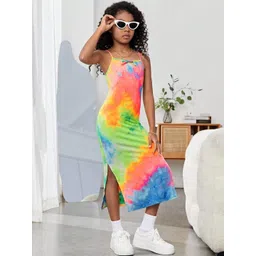 Sangria Girls Printed Square Neck Bodycon Midi Dress-picture-51