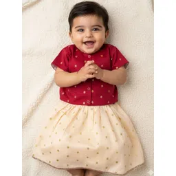 Sangria Girls Ready to Wear Zari Detail Lehenga With Woven Design Blouse-picture-25