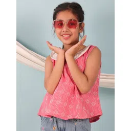 Sangria Girls Self Design Regular Top-picture-10