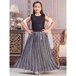 Sangria Girls Sequin Embroidered Lehenga With Choli & Dupatta-picture-36