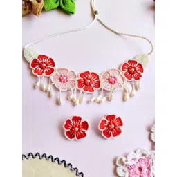 Sangria Gold-Plated Floral Beaded Boho Necklace And Earrings-picture-20