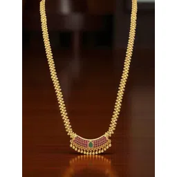 Sangria Gold-Plated Kemp Stone-Studded Necklace With Droplet Charm-picture-38