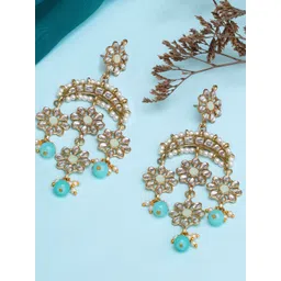 Sangria Gold-Plated Kundan Studded Dangler Drop Earrings-picture-25
