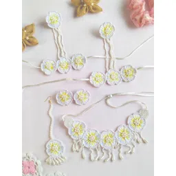 Sangria Gold-Plated Pearl Beaded Tasseled Bridal Jewellery Set-picture-13