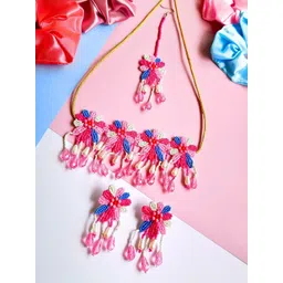 Sangria Gold-Plated Stone-Studded & Beaded Jewellery Set-picture-21