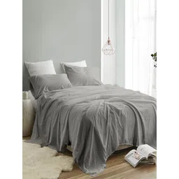 Sangria Grey 300 TC King Double Bedsheet With 2 Pillow Covers-2.74 m x 2.74 m-picture-22