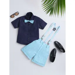 Sangria Infants Boys Checked Clothing Set With Suspender Belt & Bow Tie-picture-35