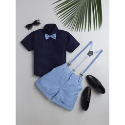 Sangria Infants Boys Checked Clothing Set With Suspender Belt & Bow Tie-picture-53