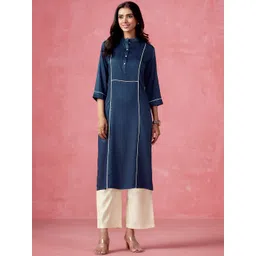 Sangria Mandarin Collar Straight Kurta & Palazzos-picture-34
