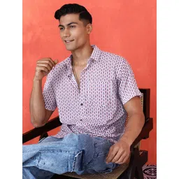 Sangria Men Comfort Fit Spread Collar Floral Printed Cotton Casual Shirt-picture-22