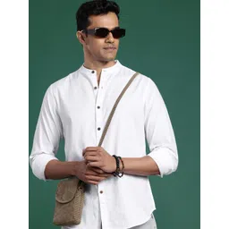 Sangria Men Mandarin Collar Pure Cotton Casual Shirt-picture-41