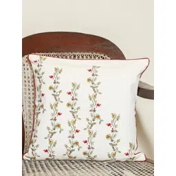 sangria Myntra Elegant Homes Meadow Bloom White & Green Floral Cotton Square Cushion Cover-picture-12