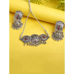 Sangria Oxidised Stone-Studded Jewellery Set-picture-34