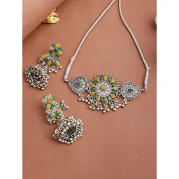 Sangria Oxidised Stone-Studded Jewellery Set-picture-19