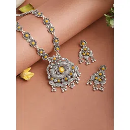 Sangria Oxidised Stone-Studded Jewellery Set-picture-25